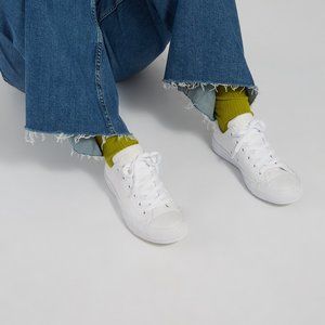 Low-Top All-White Leather Converse Size 9 Womens